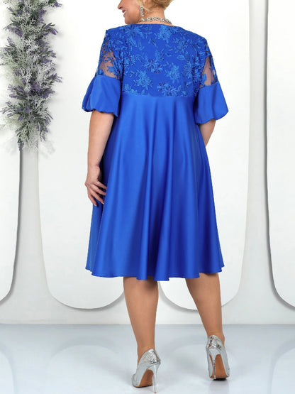 Plus Size Club Party Dress Women Summer Embroidery Elegant Luxury Mother Wedding Dress Loose Oversized Women Clothing