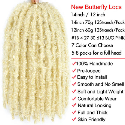 Butterfly Locs Crochet Hair 12 inch Handmade Butterfly Soft Locs Crochet Hair Extensions Synthetic Braiding Hair 12Strands/pack Badiee Stylez