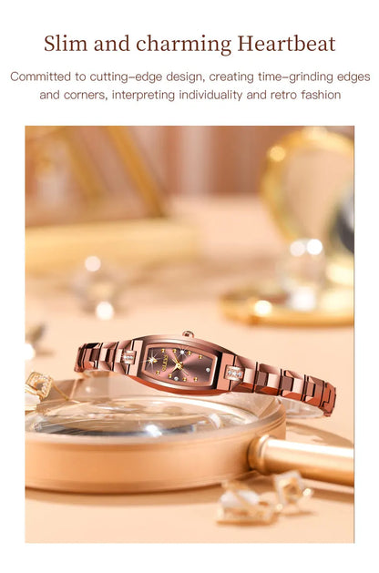 OLEVS Gold Tungsten Steel Women Watches Ultra-thin Luxury Fashion Ladies Waterproof Quartz Watch Relogio Feminino Reloj 2025