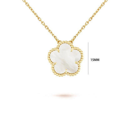 7 colors classic simple five-leaf flower pendant necklace natural stones clover Choker Chain for women party daily wear jewelry 1