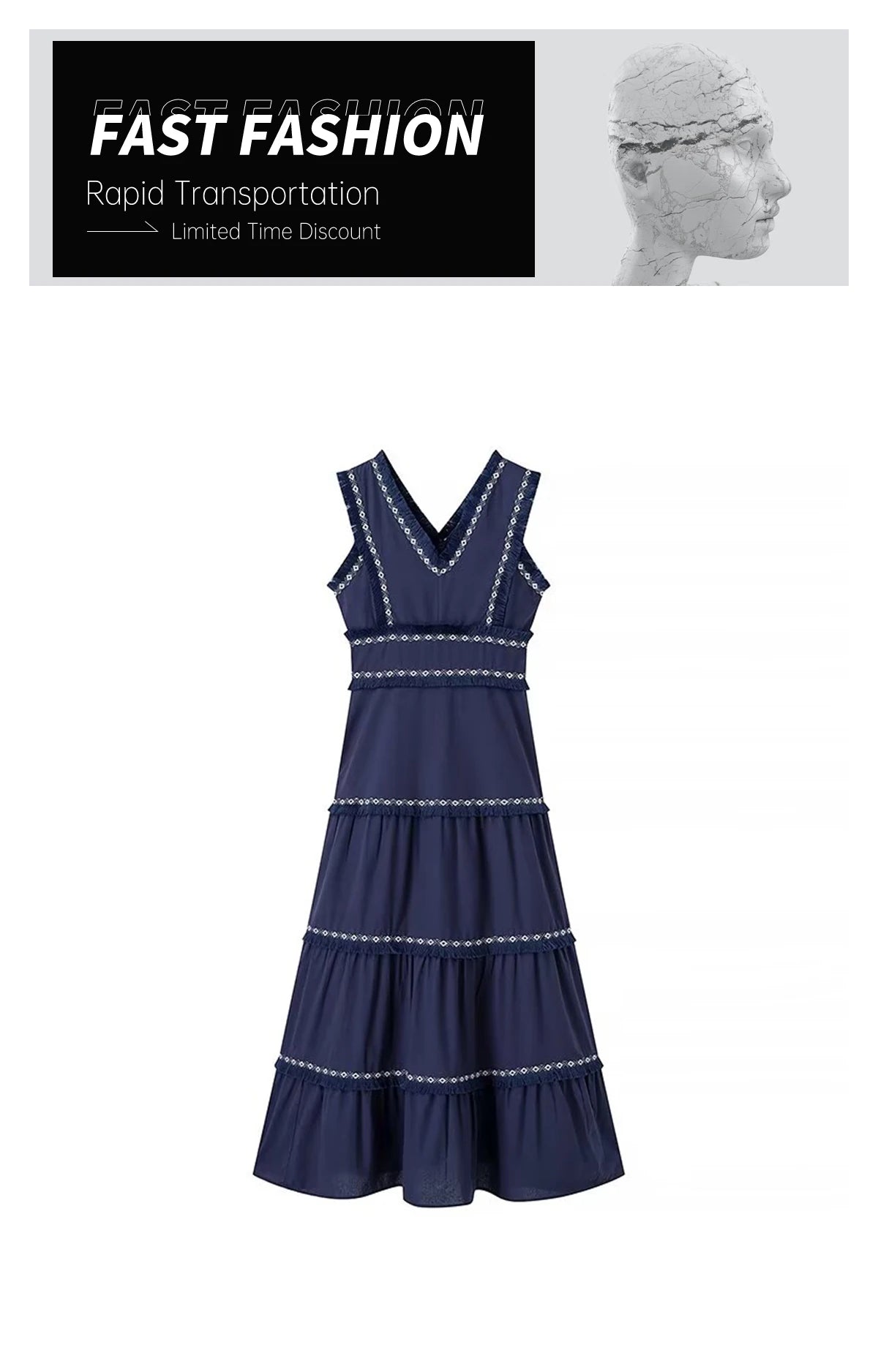 PB&ZA2024 Summer New Product: Casual Women's Fashion V-neck Sleeveless Waist Collection with Tassel Decoration Dress