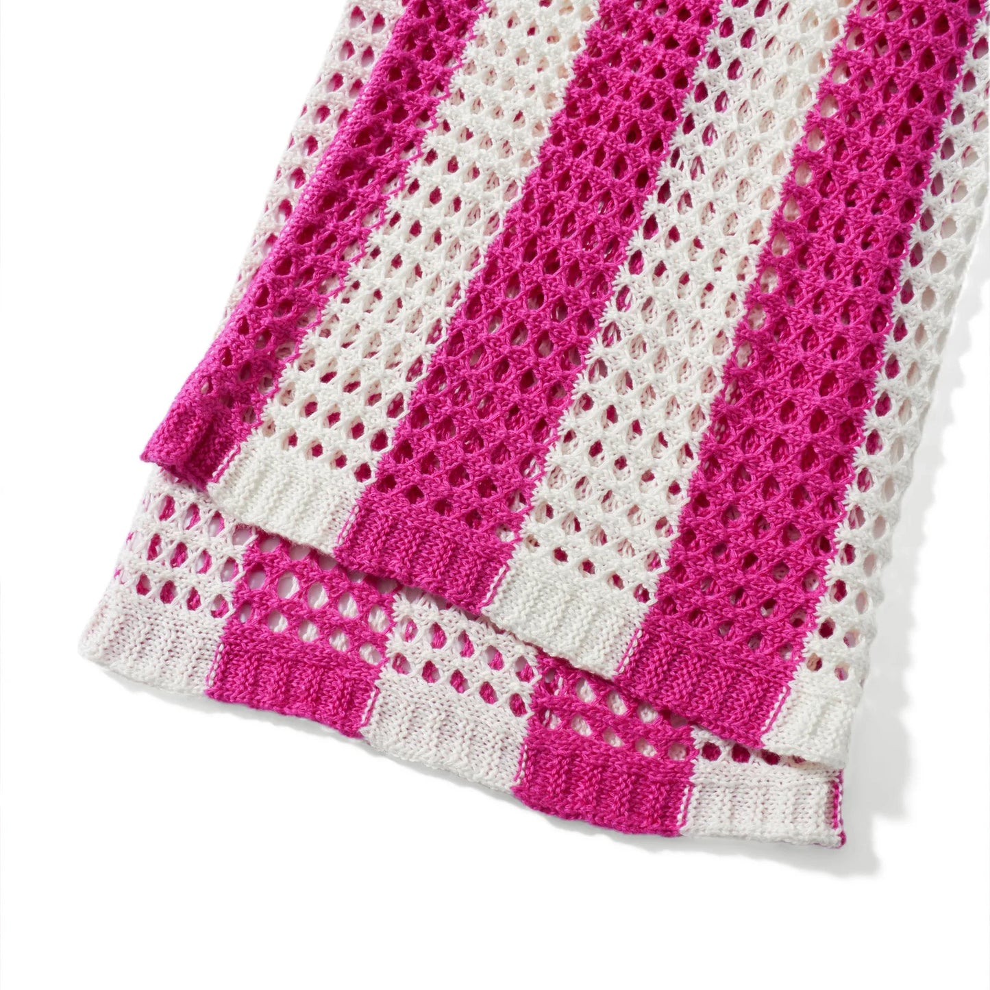 Women With Summer V-neck Button Top & Wide Leg Pants Suits Spring Crochet Hollow Knitted Set Woman 2 Pieces Striped Print