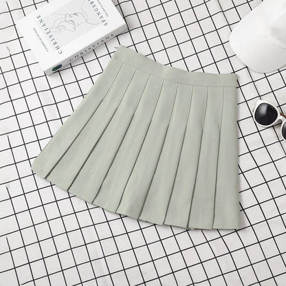 Brown Skirt Ladies 2022 Summer Clothes Women's High Waist Harajuku Korean Style Black Mini Pleated Skirt For School Girl Uniform Green Beans