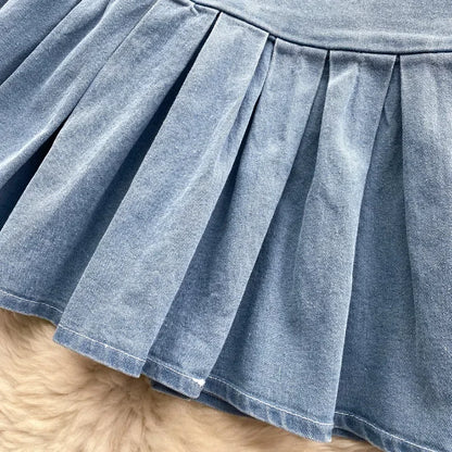 Two Piece Sets Women Sexy Dress Sets Skirt Set Sling Sleeveless Casual Denim Tops Short Skirts A Line Elegant Splice Y2k Summer
