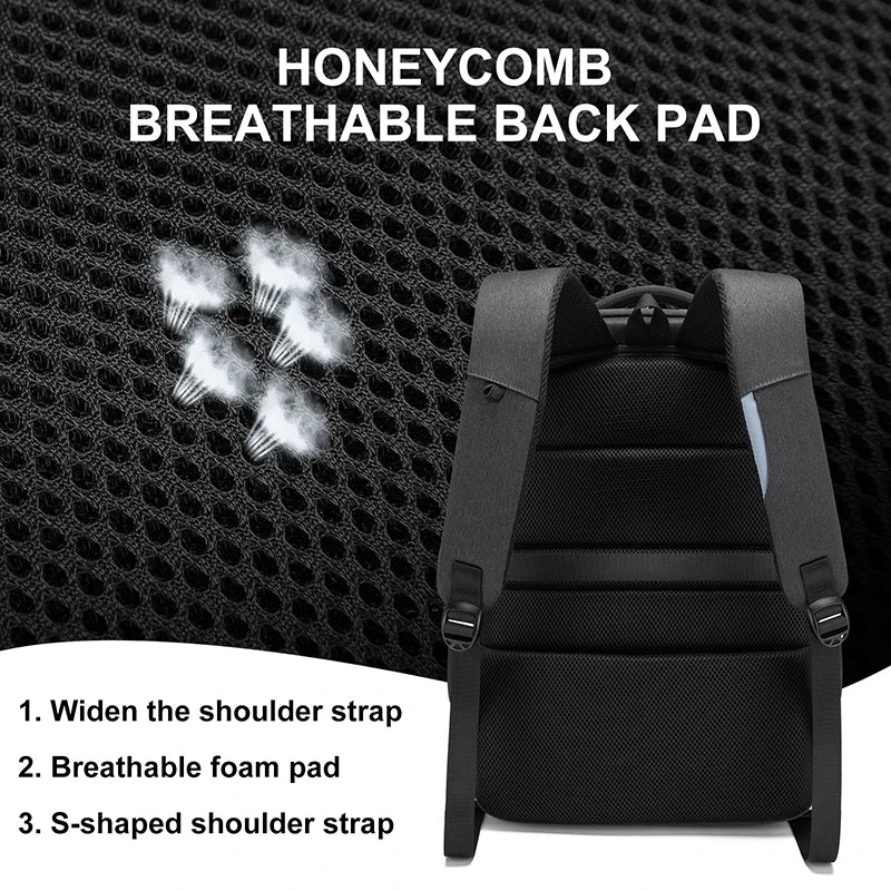 Men's 17.3 Inch Laptop Backpack for Travel College Backpack Waterproof Notebook Business Shoulder Bag With USB Charging Port