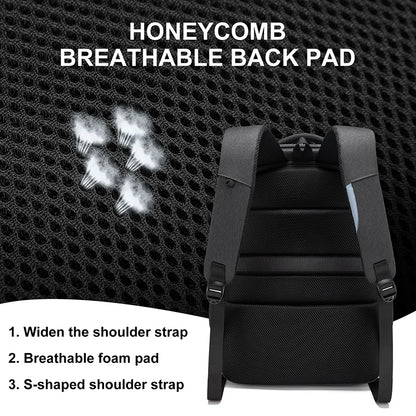 Men's 17.3 Inch Laptop Backpack for Travel College Backpack Waterproof Notebook Business Shoulder Bag With USB Charging Port