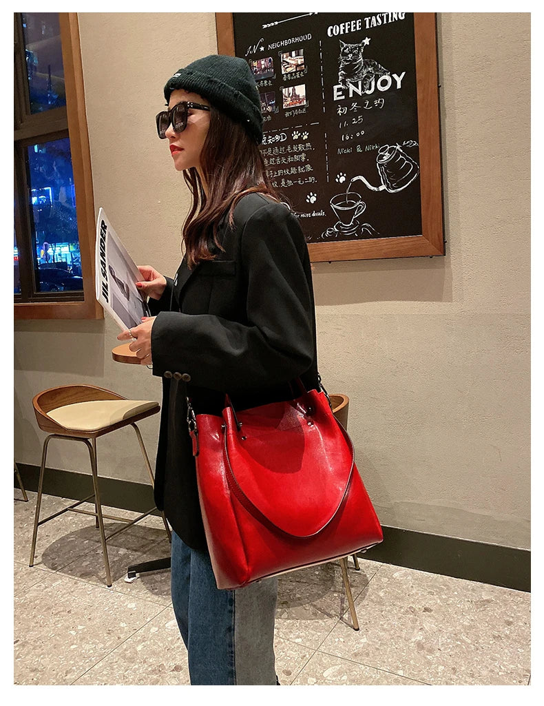Burminsa Retro Cowhide Genuine Leather Handbags For Women 2025 Luxury Designer Work Tote Shopping Ladies Shoulder Crossbody Bags