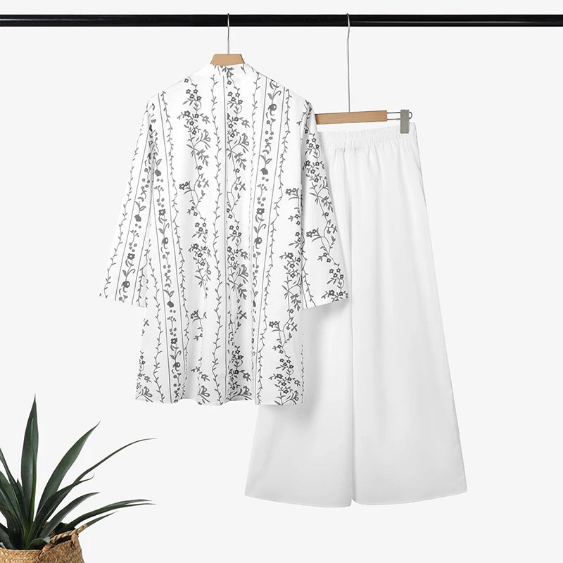 2025 ZANZEA Fashion Autumn Long Shirt Pant Suits Women Outfts 2 Piece Sets Long Sleeve Printed Tops Trousers Casual Tracksuits Badiee Stylez