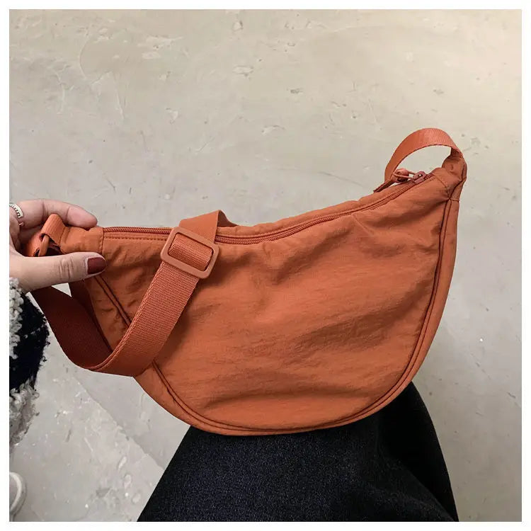 Women Crossbody Bag Casual Nylon Half Moon Shoulder Bags Large Capacity Lightweight Travel Women's Bag
