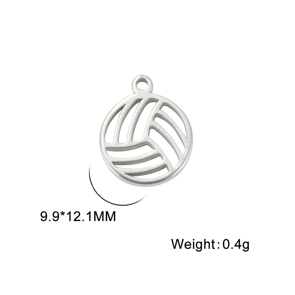 EUEAVAN 5pcs Mini Charms Stainless Steel Volleyball Charm for Bracelet Necklace Earrings DIY Jewelry Making Supplies Wholesale volleyball-S
