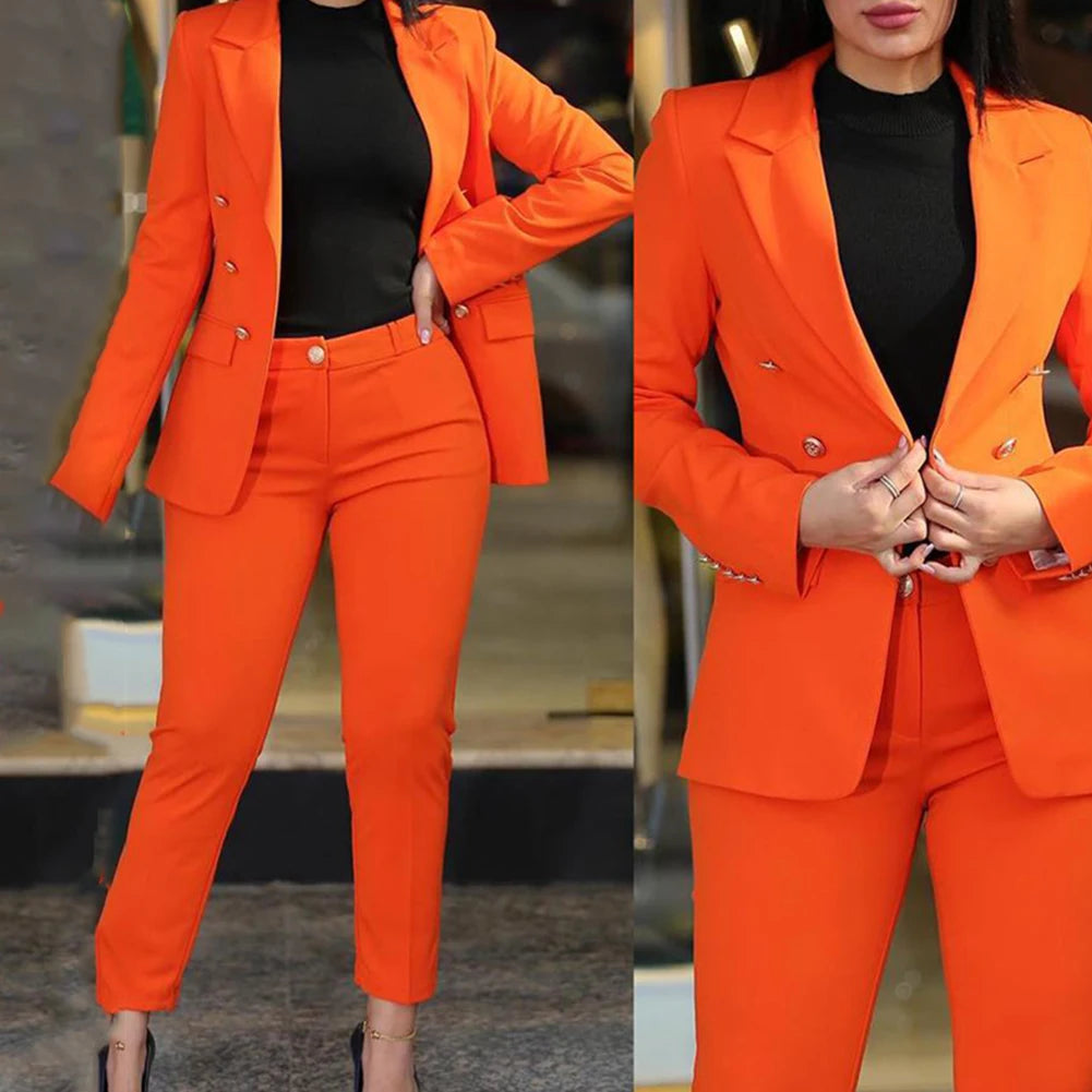 Fashionable Business Look Business Wear Casual Trousers M Orange All Seasons Casual Style Long Sleeve Style New Condition