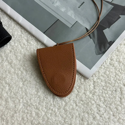 Leopard Print Leather Neck Hanging Sunglasses Clip Glasses Chain Storage Necklace Women's Hanging Rope Sweater Chain Brown