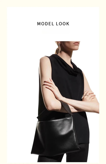 Envelope Bag Vintage Niche Wind Genuine Leather Wide Shoulder Strap Armpit Bag Hundred Sheepskin Shoulder Bag Clutch Bag