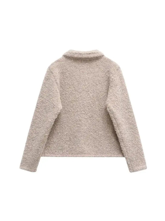 TRZA Women's Floral Button Knit Cardigan Sweater Lapel Collar Long Sleeve Chic Outerwear Fashion Top