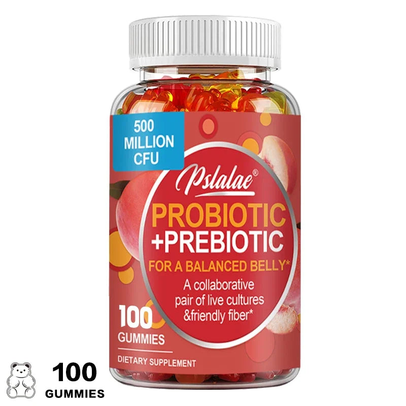 Probiotic + Prebiotic Gummies - Promote Digestive Health and Relieve Bloating Supplement 100 Gummies