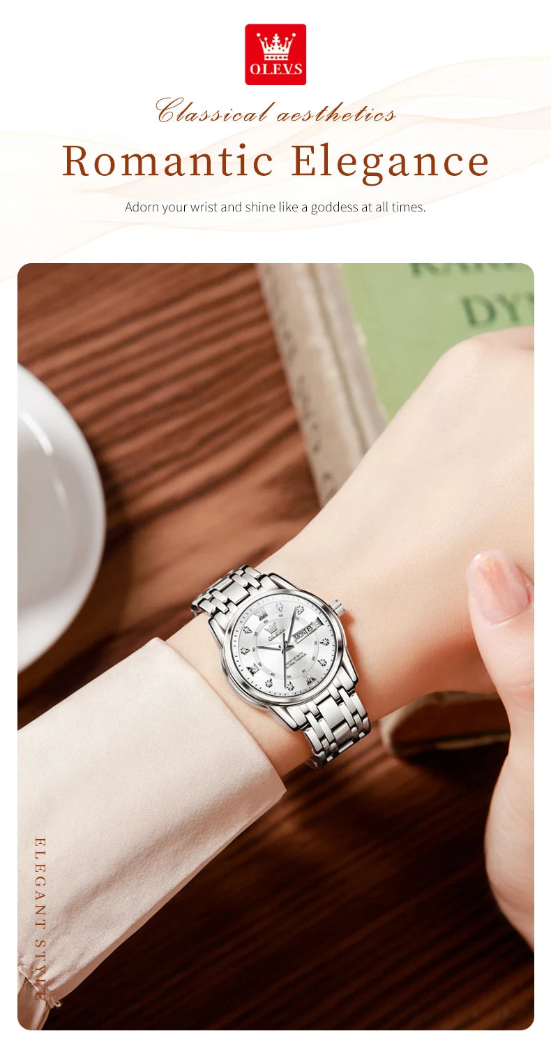 OLEVS 5513X Women Watch Original Fragrant Quartz Wristwatch Automatic Date Watches For Women Waterproof Luminous Gifts For Women