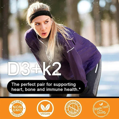 Vitamin D3 + K2 Supplement - Support Teeth, Bone, Heart Health & Joint Health