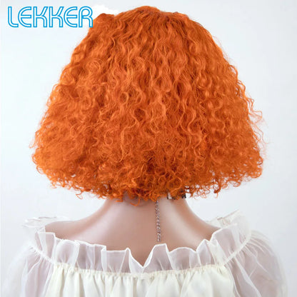 Lekker Colored Short Pixie Afro Kinky Curly Bob 100% Human Hair Wigs For Women Brazilian Remy Hair Ombre Brown Clearance Ginger Badiee Stylez