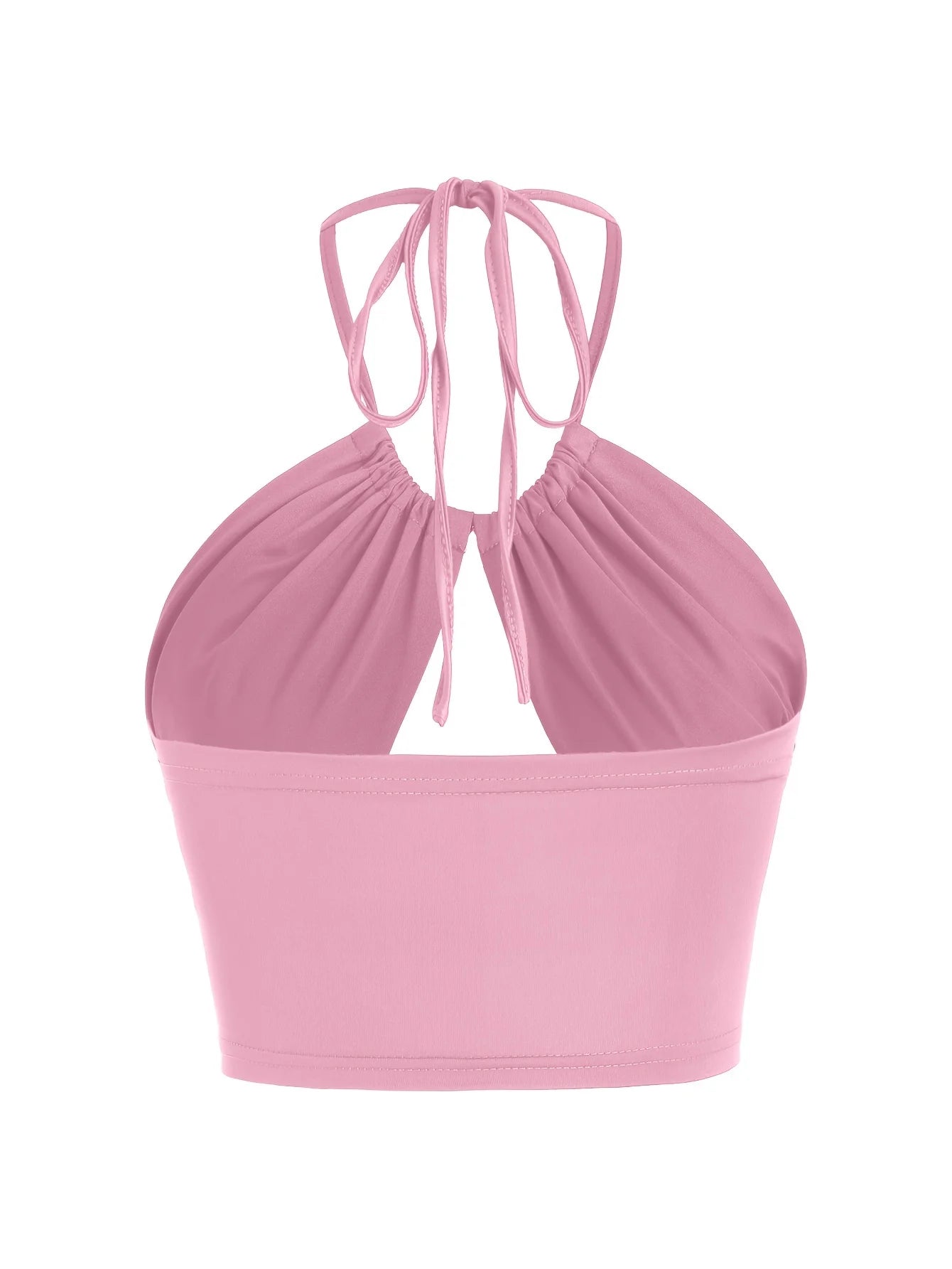 Europe and the United States solid color hanging neck small tube top hollowed out umbilical slim hot girl suspender vest