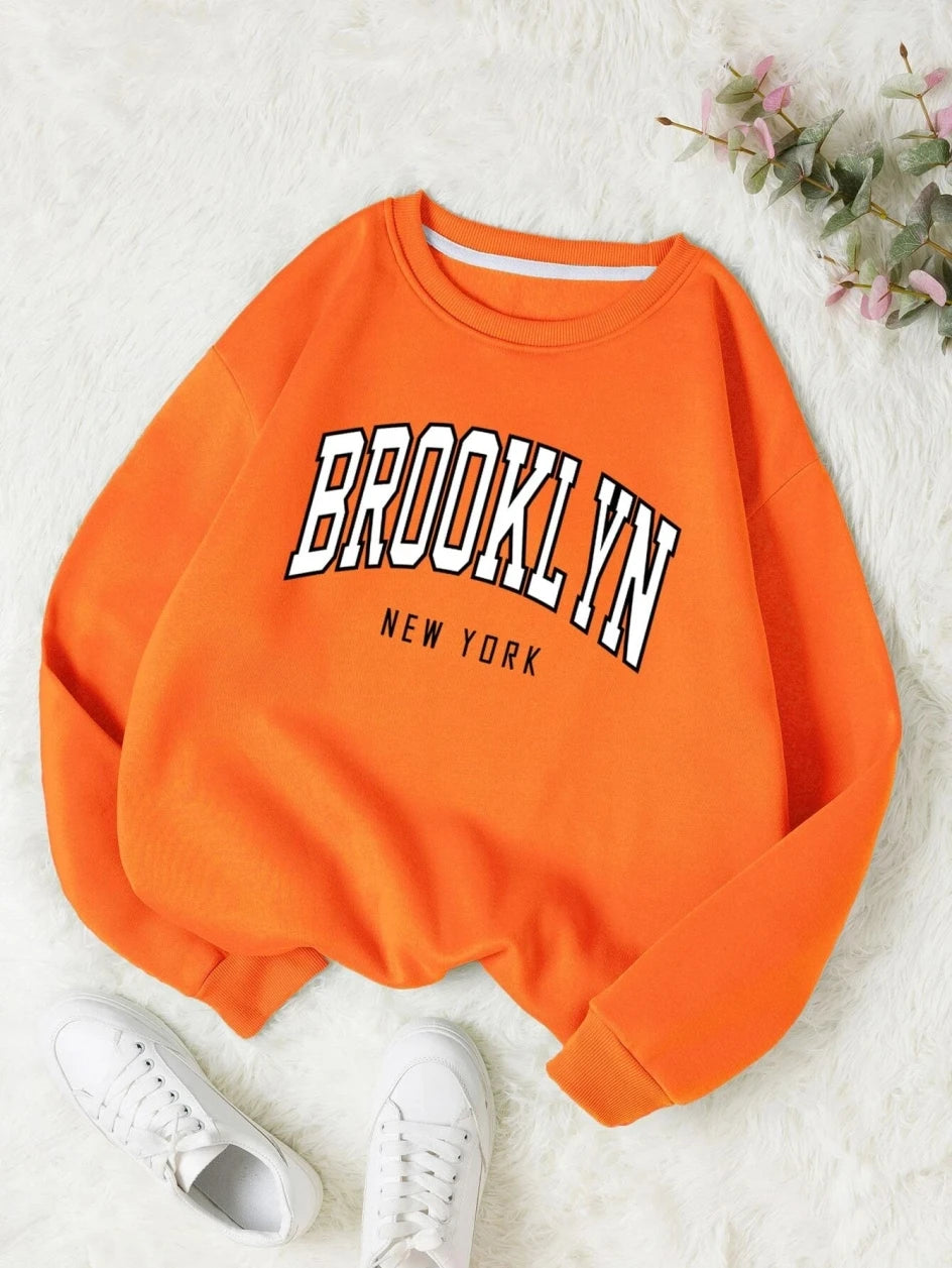 Brooklyn New Work Printed Hoodies Women Cotton Colorful Clothes Basic Trend Hooded Tops Be Durable Harajuku Hoodie Womens