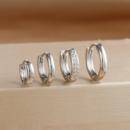 4PCS Set Stainless Steel Huggie Minimal Hoop Earrings 6/8/10mm Crystal Zirconia Helix Tragus Cartilage Earrings Piercing Jewelry Badiee Stylez
