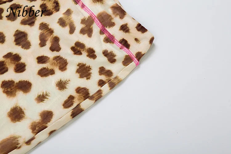 Nibber Leopard Print 2 Piece Set Women's Autumn Tracksuit Athleisure Hooded Crop Jacket + Flared Pants Stretch Matching Suit