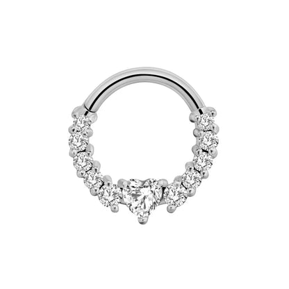 Flower Moon Heart Waterdrop Septum Piercing Daith Conch Tragus Hoop Earring Clicker Segment Nose Ring 316L Surgical Steel 16G M-Silver Color