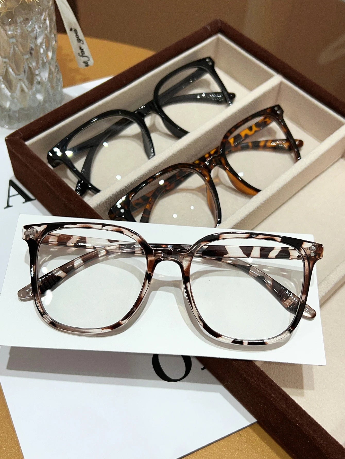 1Pc/3Pcs/4Pcs/6Pcs European and American Classic Popular Square Frame Glasses Set Men's and Women's Fashion Glasses Badiee Stylez
