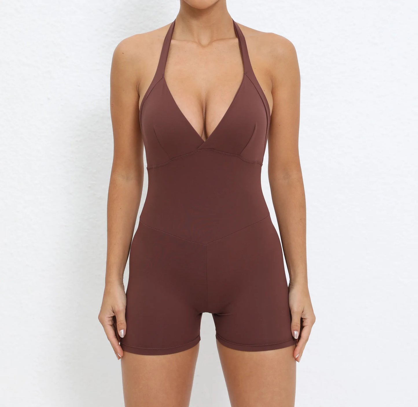 Gym Sport Jumpsuit Short Jumpsuit with Pocket Women Sportswear One Piece Yoga Set Sexy Backless Scrunch Fitness Overalls Romper