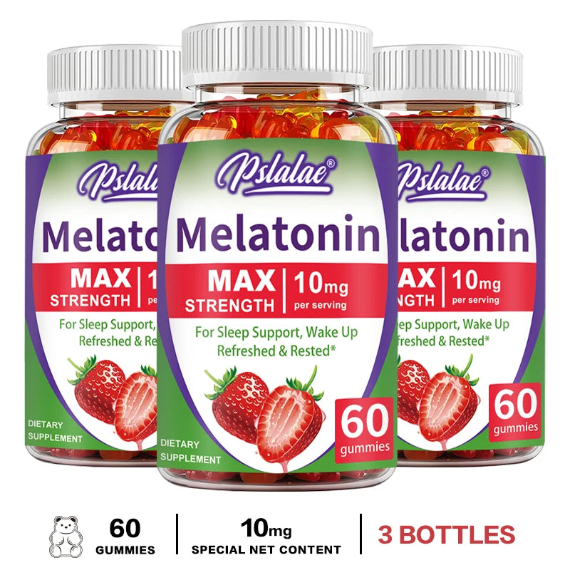 Melatonin Gummies 10 Mg - Fall Asleep Naturally, Fight Insomnia, Support Immunity, and Improve Rest Quality 60 Gummies-3bottles