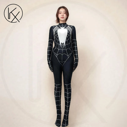 kaixiggmm Ladies' sexy glossy transparent high stretch tight jumpsuit cosplay jumpsuit shiny shapewear black