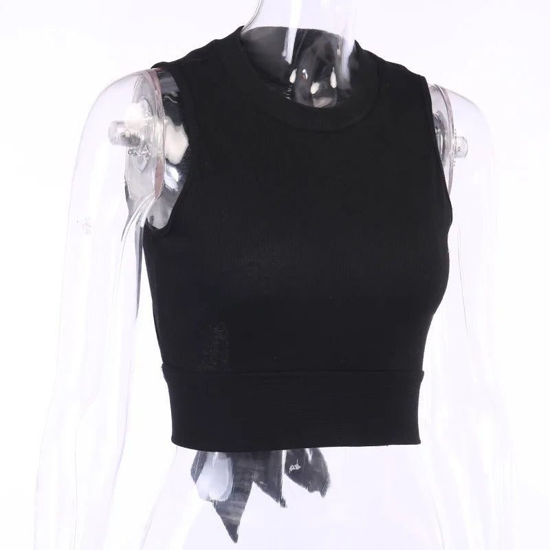 Sexy Backless Women Tank Top Bandage Slim Crop Top Summer 2024 Casual Streetwear Tops Solid Cotton Soft Criss Cross Top