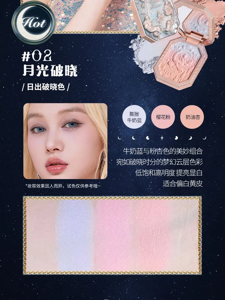 Flower Knows Cheek Blush Moonlight Mermaid Tri-Color Gradient Blusher in Matte Finish Vegan Cruelty Free Private Label Makeup