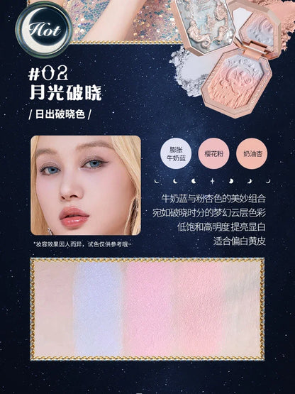 Flower Knows Cheek Blush Moonlight Mermaid Tri-Color Gradient Blusher in Matte Finish Vegan Cruelty Free Private Label Makeup