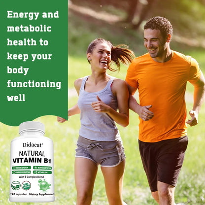 Natural Vitamin B1 - B Complex Blend, Nervous System, Immune System, Energy and Metabolic Health, Vegetarian Capsules