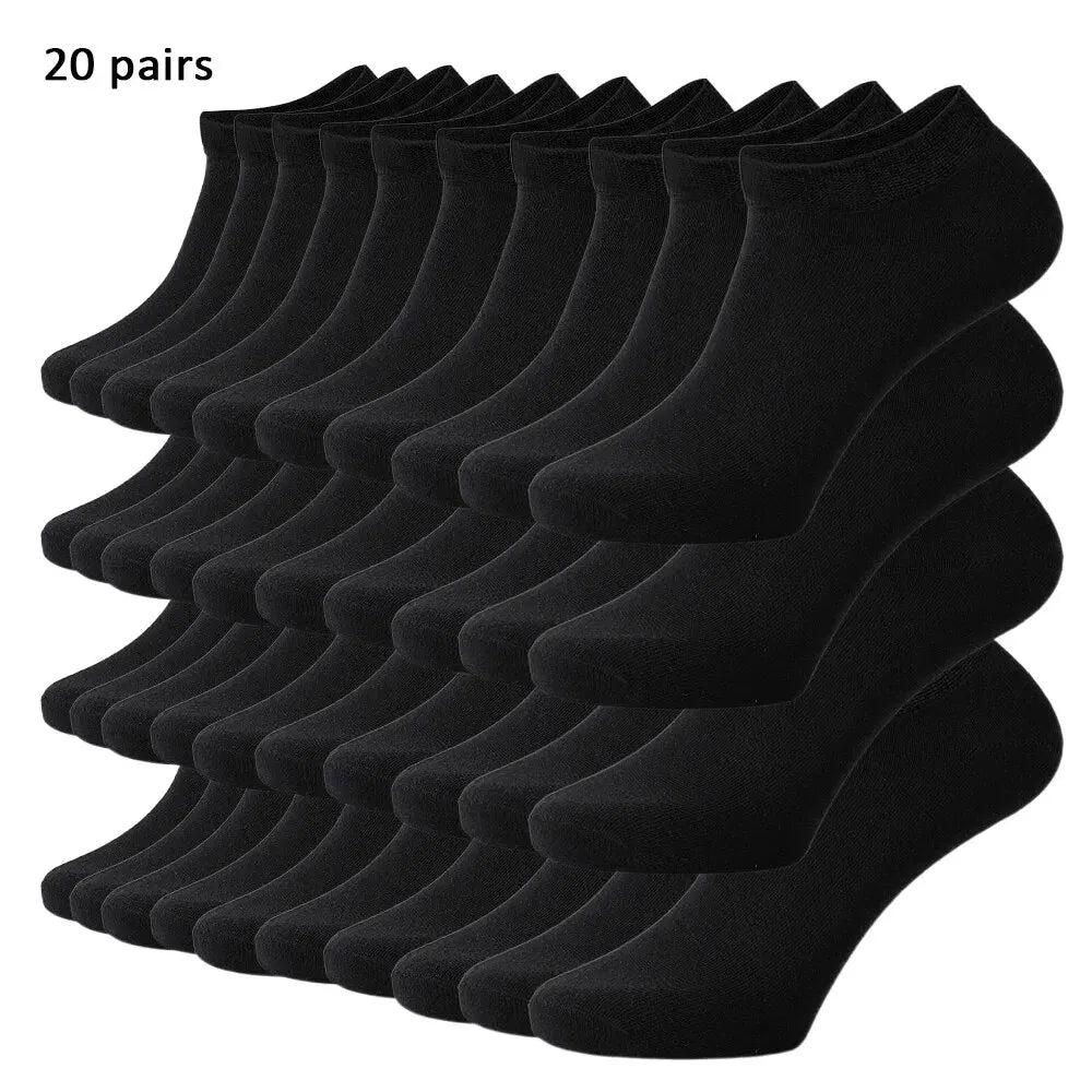 Unisex 40/20/10 Pairs of Solid Color Socks, Soft and Lightweight Ankle Socks, WOMEN'S Casual Boat Socks, Low Cut Ankle Socks Badiee Stylez