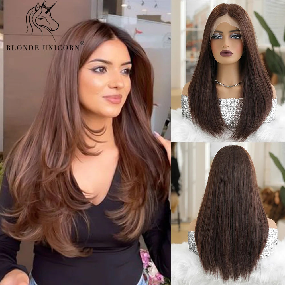 13x6 Lace Front Wig Blonde Wave Synthetic Wigs for Women Daily Party Cosplay Use Heat Resistant Fiber Hair SWLF8001-2BR20 1pc 150%|CHINA|26inches