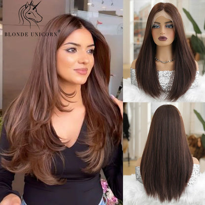 13x6 Lace Front Wig Blonde Wave Synthetic Wigs for Women Daily Party Cosplay Use Heat Resistant Fiber Hair SWLF8001-2BR20 1pc 150%|CHINA|26inches