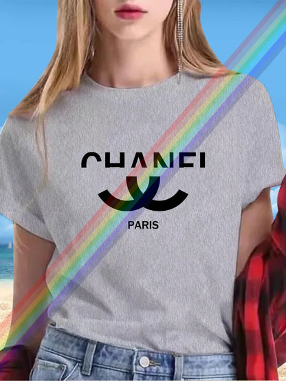 New alphabet Print Casual Graphic T-shirt Short sleeve Sports Women's T-shirt Unisex casual everyday wear Summer women's T-shirt TZ-783 (1) 7 CHINA