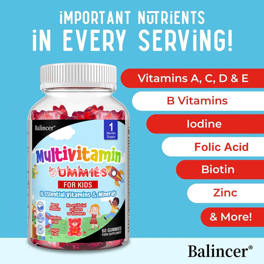 Kids Multivitamin Gummies - 16 Essential Vitamins and Minerals - Supports Healthy Growth & Development