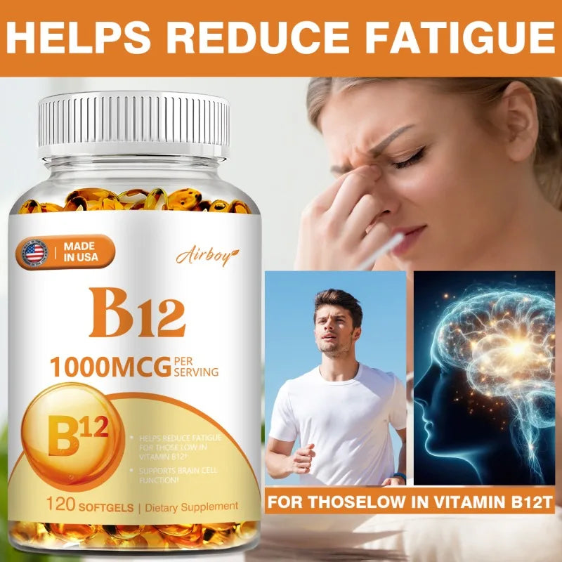 Vitamin B12 1000mcg - Dietary Supplement To Support Energy Metabolism, Mental Clarity, and Nervous System Health
