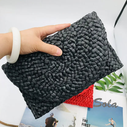 Corn Husk Weave Dinner Clutch Bag Women's Fashion Simple Solid Straw Large Purse Woman Summer Casual Vacation Ladies Wallet 2025 8