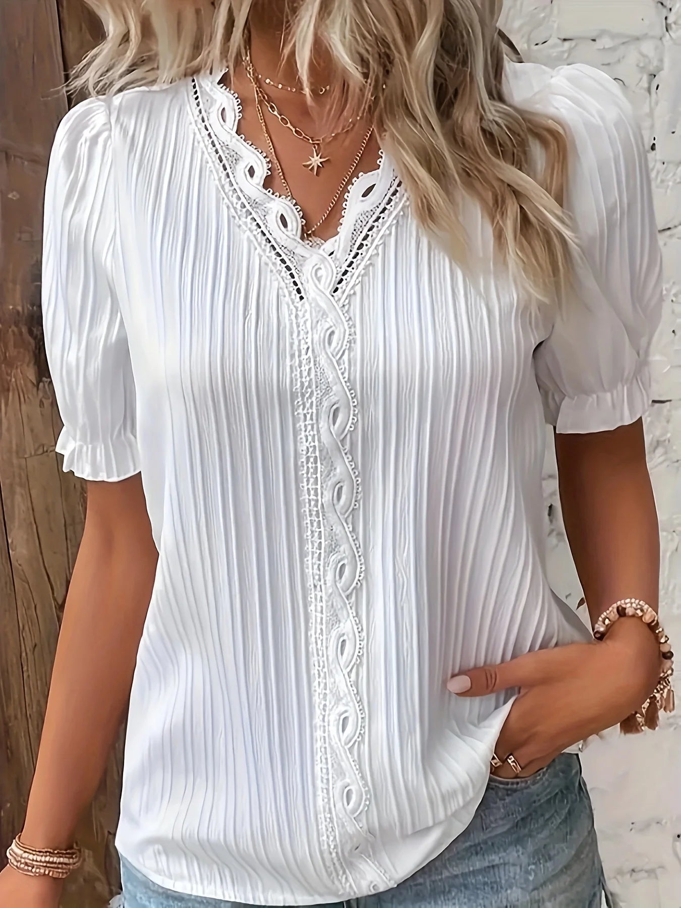 Plus Size Spring and summer new short sleeved elegant and fashionable women's top