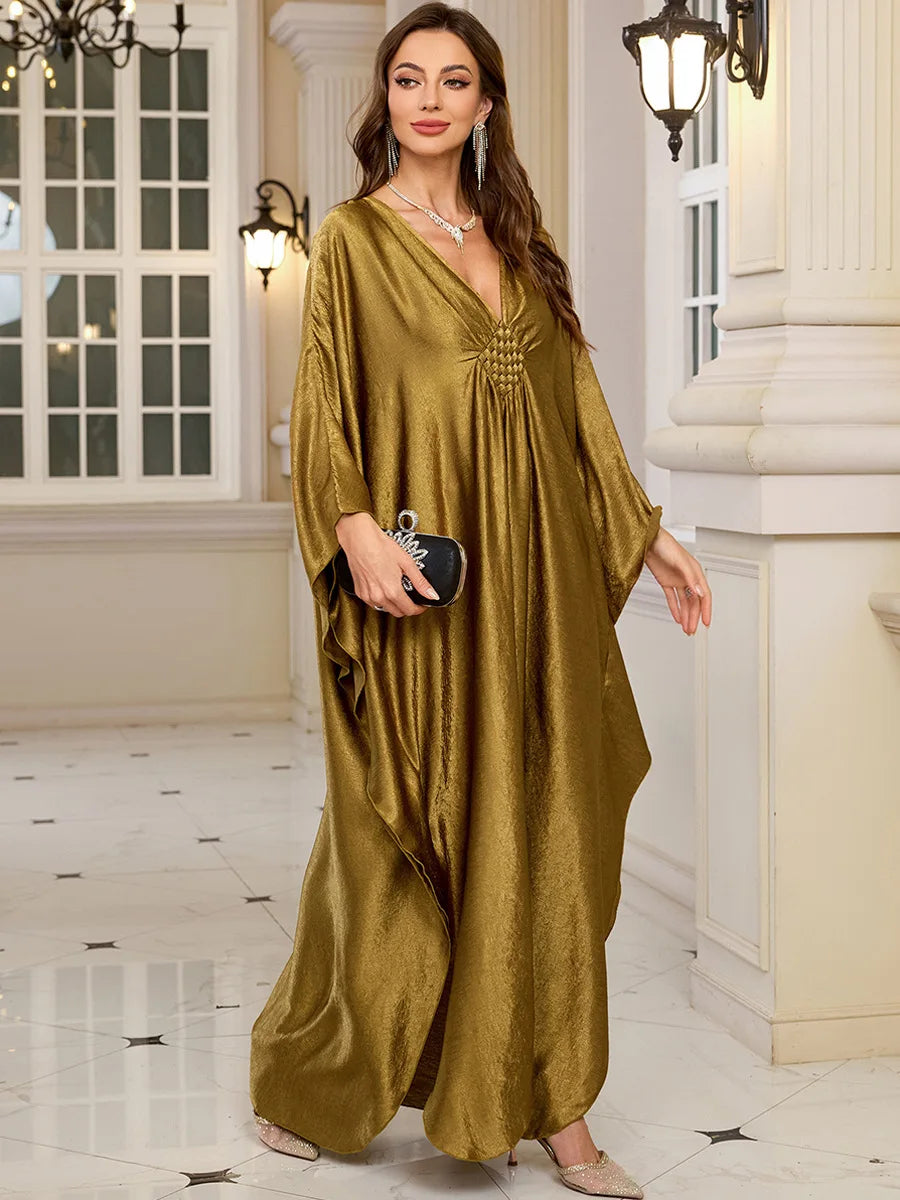 Plus Size Kaftan Dresses for Women Sparkly Glitter Batwing Sleeve Kaftan Cover Up Beach Maxi Dress Loungewear
