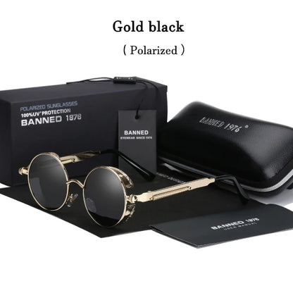 2022 HD Polarized Round Metal Sunglasses UV400 Men's Sun glasses Feminin Women's Vintage Gafas De Sol Metal Goggles With box gold black original box