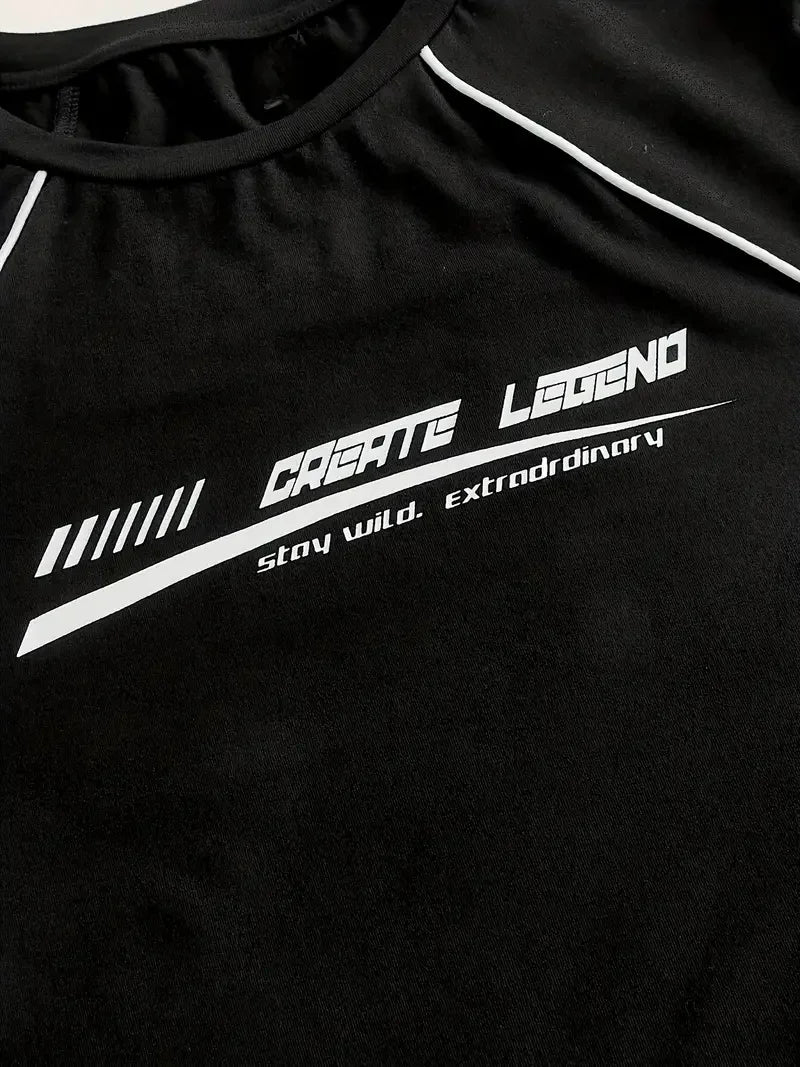 Monogram print crewneck crop top T-shirt, spring/summer casual short-sleeved top, women's