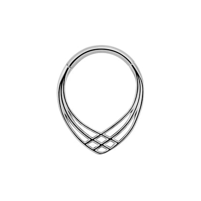 Flower Moon Heart Waterdrop Septum Piercing Daith Conch Tragus Hoop Earring Clicker Segment Nose Ring 316L Surgical Steel 16G C-Silver Color