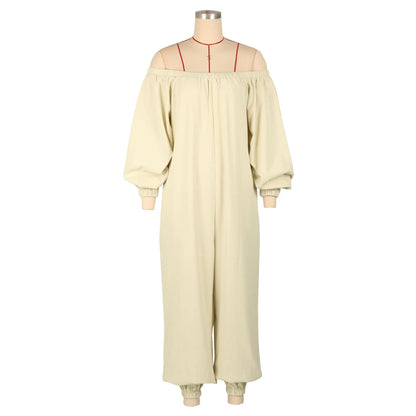 Women's autumn and winter new fashion and comfortable linen long-sleeved sexy wide-leg jumpsuit Badiee Stylez