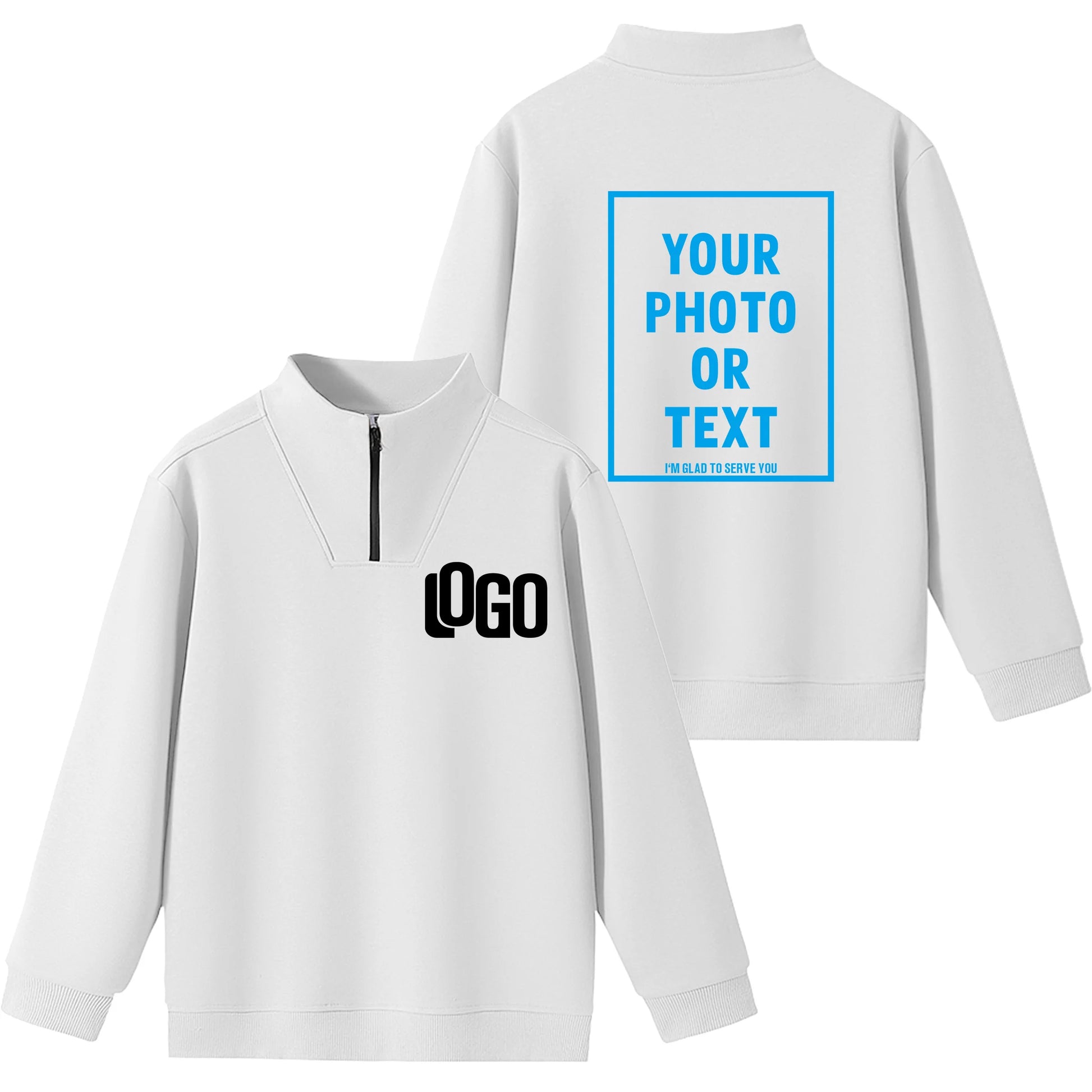 DIY Customized Logo Sweater Men's Loose Size Hoodie Spring/Autumn Cotton Sportswear High Quality Top Men's Hip Hop Zipper Hoodie WHITE Pack of 1|CHINA