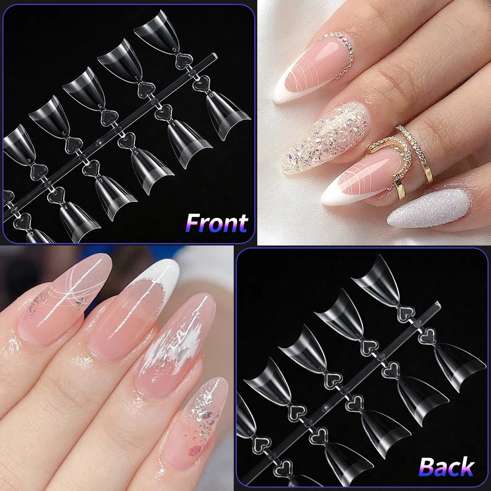 240pcs XS Fake Nails Short Square/Almond False Nail Tips Half Matte Acrylic Square Fingernails DIY For Manicure Extension Tools